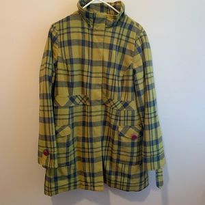 Xhilaration Green and Navy Checkered Coat